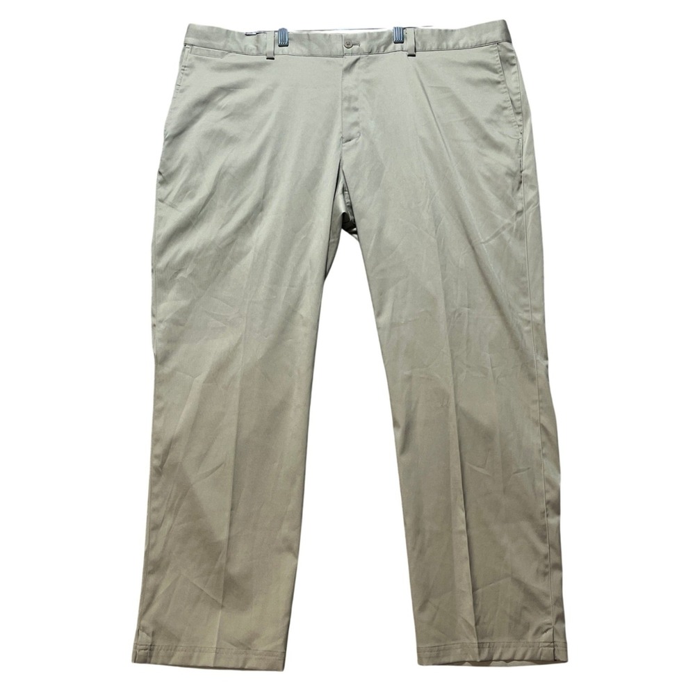 Nike Golf Pants Men 42x30 Khaki Tan Dri-FIT Flat Front Straight Leg Chino Swoosh